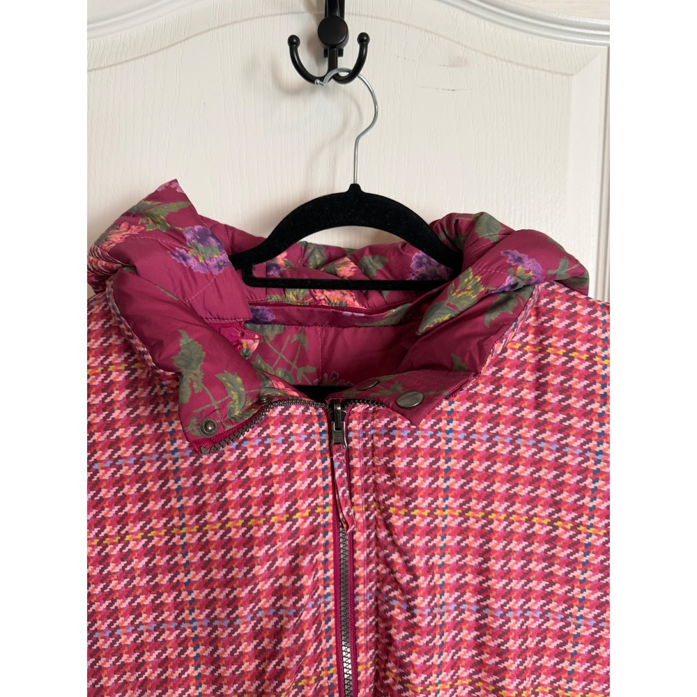 Sundance Tundra Bloom Reversible Puffer Vest Hooded Floral Houndstooth XXL - Picture 14 of 15